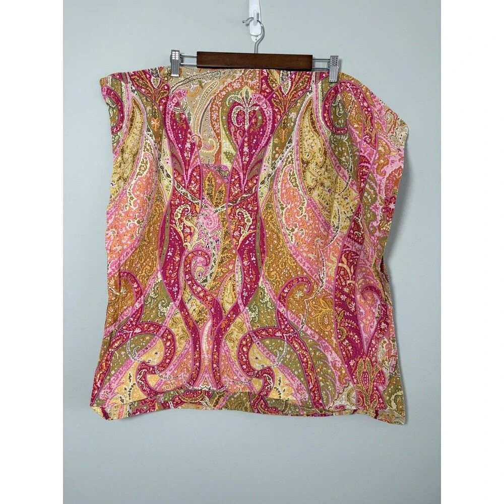 ECHO Pink Paisley Euro Pillow Sham Reversable Striped Colorful Cotton 27